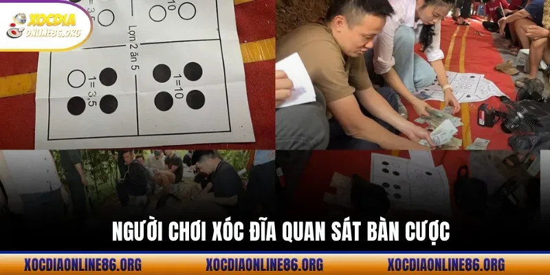 nguoi choi xoc dia quan sat ban cuoc Người chơi xóc đĩa quan sát bàn cược